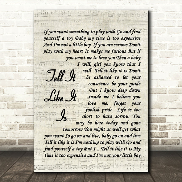 Tell It Like It Is Aaron Neville Script Quote Song Lyric Print