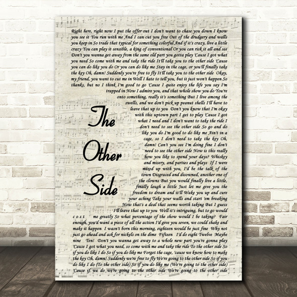 The Other Side The Greatest Showman Song Lyric Vintage Script Quote Print