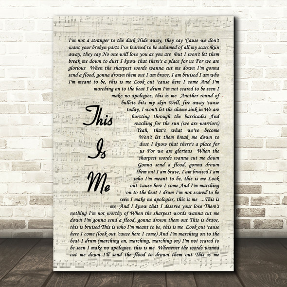 This Is Me The Greatest Showman Song Lyric Vintage Script Quote Print