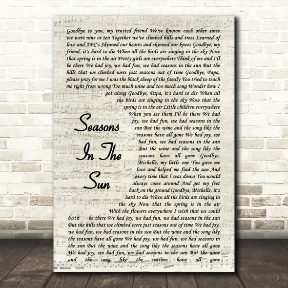 Westlife Seasons In The Sun Song Lyric Vintage Script Quote Print