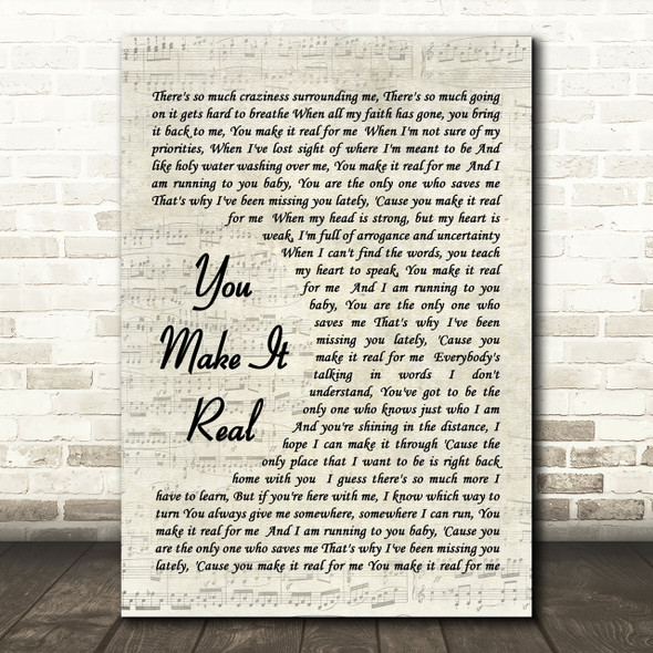 You Make It Real James Morrison Song Lyric Vintage Script Quote Print