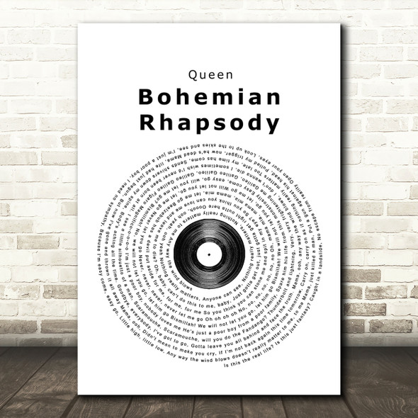 Queen Bohemian Rhapsody Vinyl Record Song Lyric Quote Print