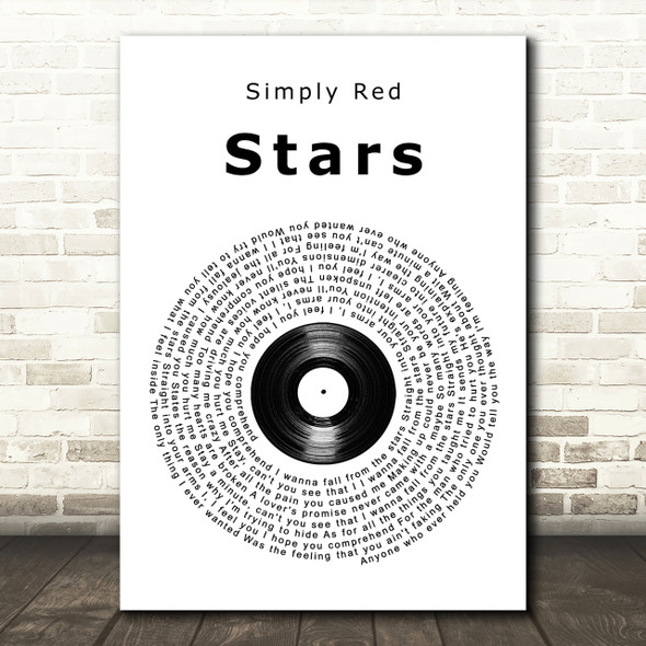 Simply Red Stars Vinyl Record Song Lyric Quote Print