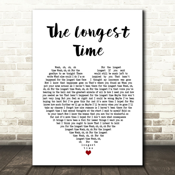 Billy Joel The Longest Time White Heart Song Lyric Quote Print