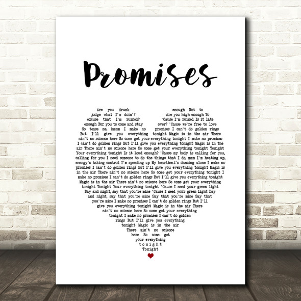 Calvin Harris and Sam Smith Promises Heart Song Lyric Quote Print
