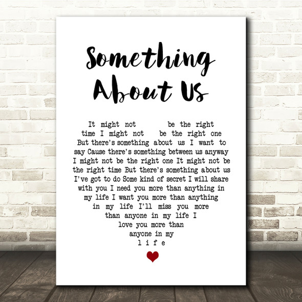 Daft Punk Something About Us White Heart Song Lyric Quote Print