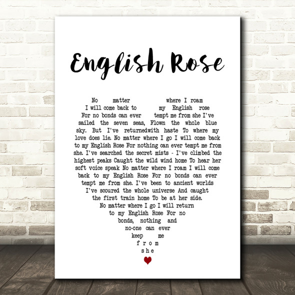 English Rose Paul Weller Heart Song Lyric Quote Print