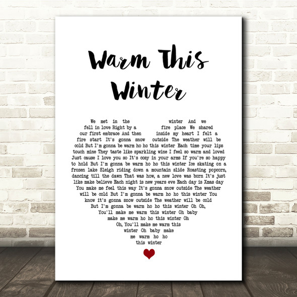 Gabriella Cilmi Warm This Winter White Heart Song Lyric Quote Print