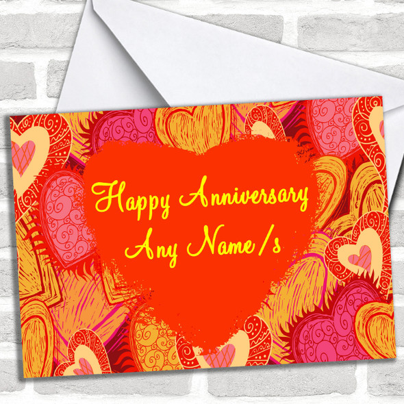 Hearts Personalized Anniversary Card