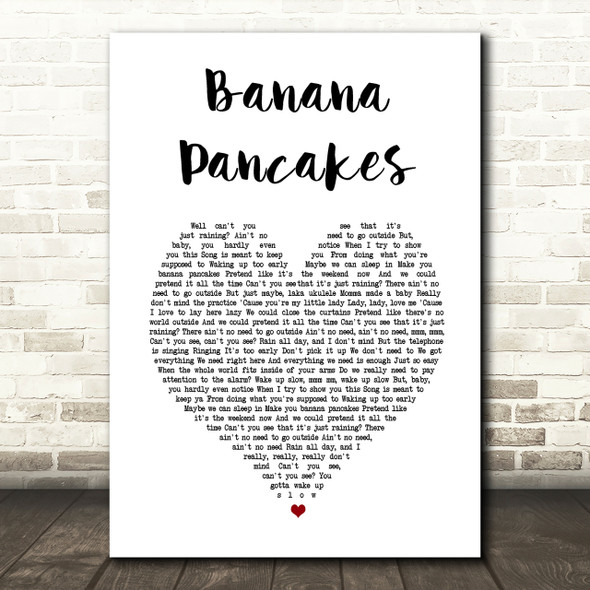 Jack Johnson Banana Pancakes Heart Song Lyric Quote Print
