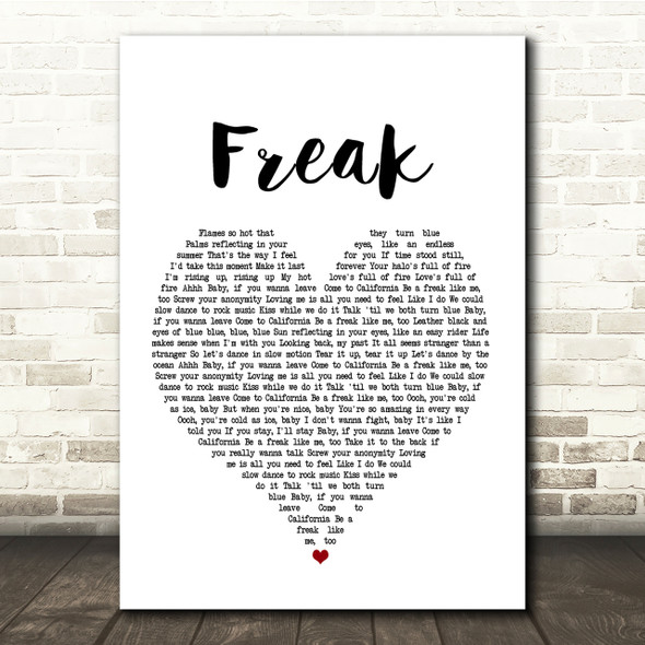 Lana Del Rey Freak White Heart Song Lyric Quote Print