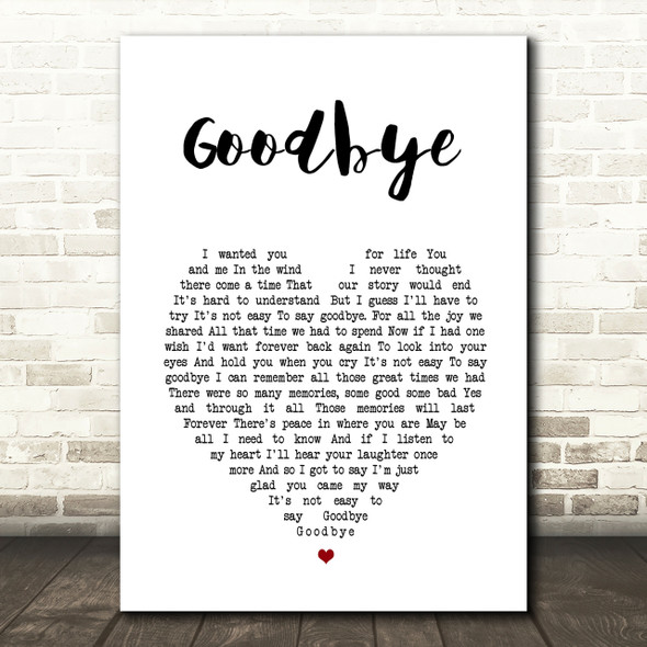 Lionel Richie Goodbye Heart Song Lyric Quote Print