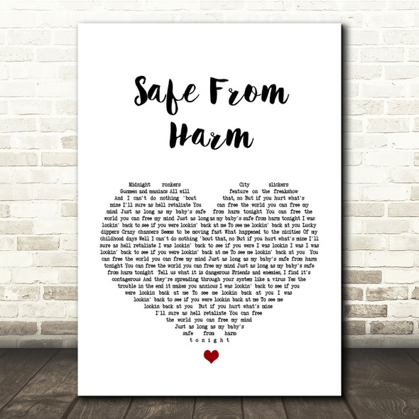 Massive Attack Safe From Harm White Heart Song Lyric Quote Print