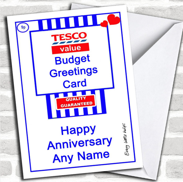 Funny Joke Tesco Value Spoof Personalized Anniversary Card