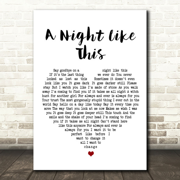 The Cure A Night Like This White Heart Song Lyric Quote Print