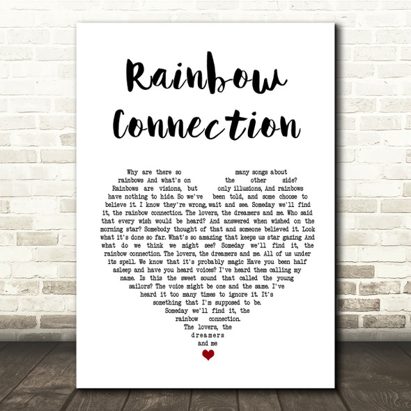 The Muppets Rainbow Connection White Heart Song Lyric Quote Print