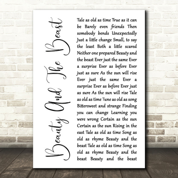 Angela Lansbury Beauty And The Beast White Script Song Lyric Quote Print