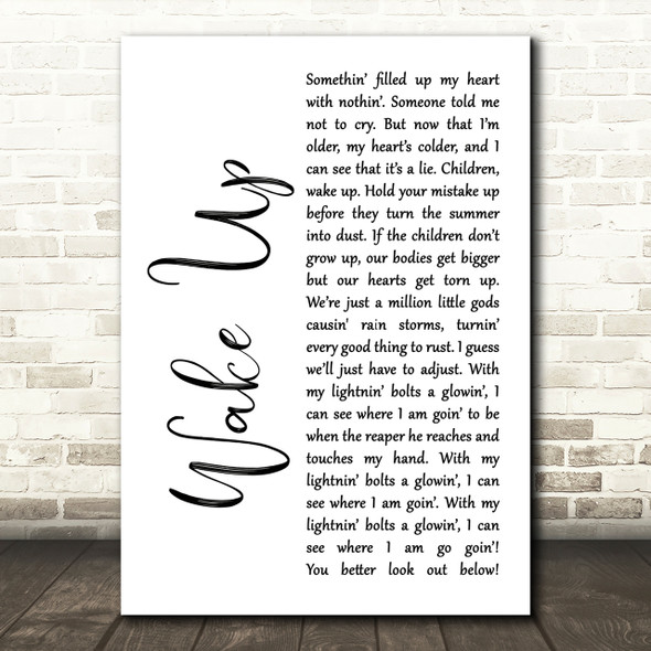 Arcade Fire Wake Up White Script Song Lyric Quote Print