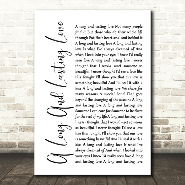 Crystal Gayle A Long And Lasting Love White Script Song Lyric Quote Print