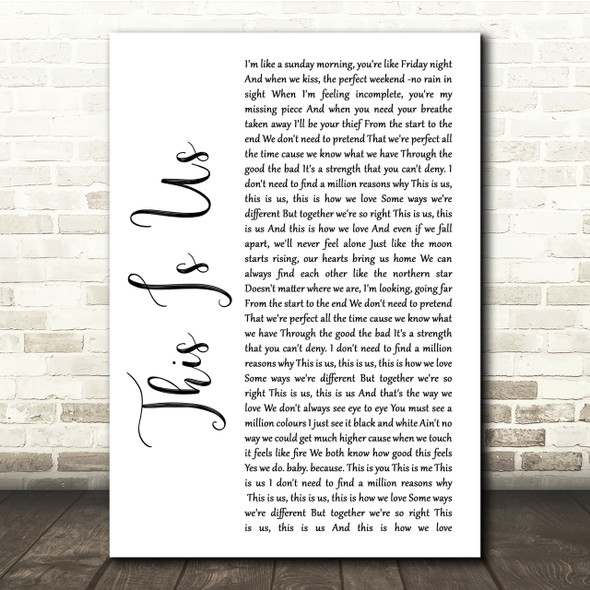 Keyshia Cole This Is Us White Script Song Lyric Quote Print