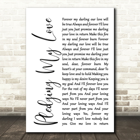 Marvin Gaye & Diana Ross Pledging My Love White Script Song Lyric Quote Print