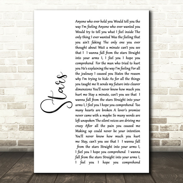 Simply Red Stars White Script Song Lyric Quote Print