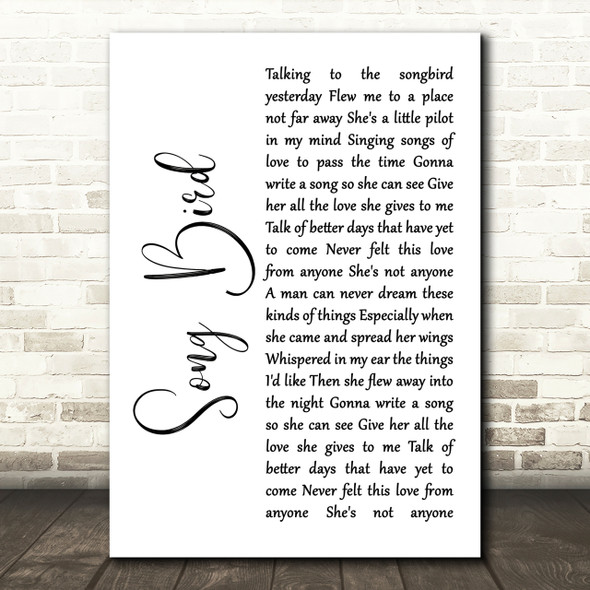 Oasis Song Bird White Script Song Lyric Quote Print