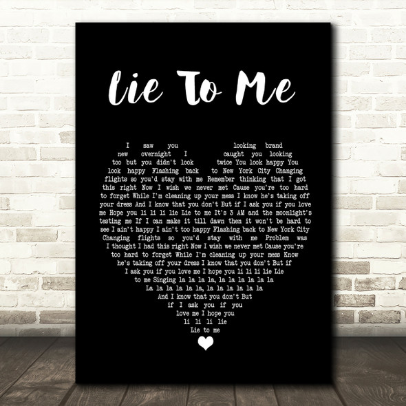 5 Seconds Of Summer Lie To Me Black Heart Song Lyric Print