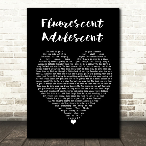 Arctic Monkeys Fluorescent Adolescent Black Heart Song Lyric Print