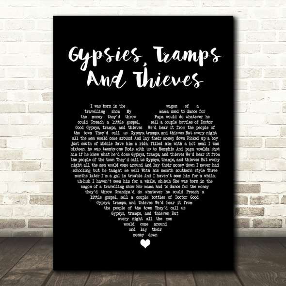 Cher Gypsies, Tramps And Thieves Black Heart Song Lyric Print