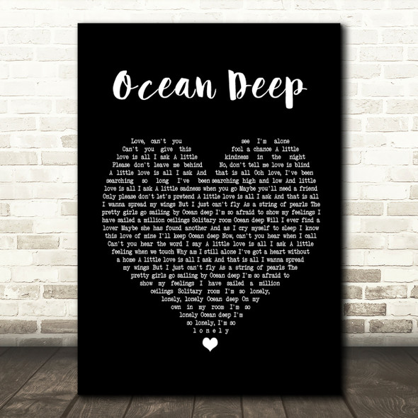 Cliff Richard Ocean Deep Black Heart Song Lyric Print