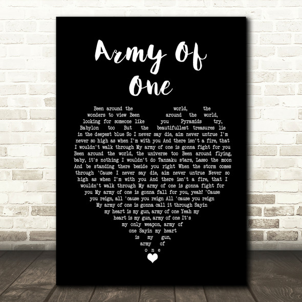 Coldplay Army Of One Black Heart Song Lyric Print