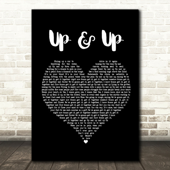 Coldplay Up&Up Black Heart Song Lyric Print