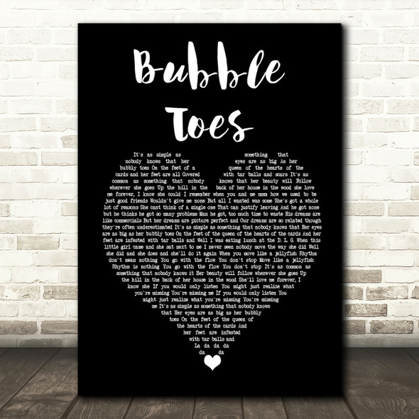 Jack Johnson Bubble Toes Black Heart Song Lyric Print