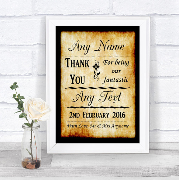 Western Thank You Bridesmaid Page Boy Best Man Personalized Wedding Sign