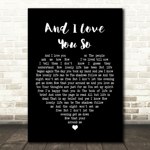 Perry Como And I Love You So Black Heart Song Lyric Print