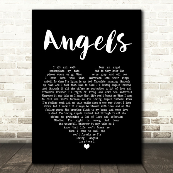 Robbie Williams Angels Black Heart Song Lyric Print