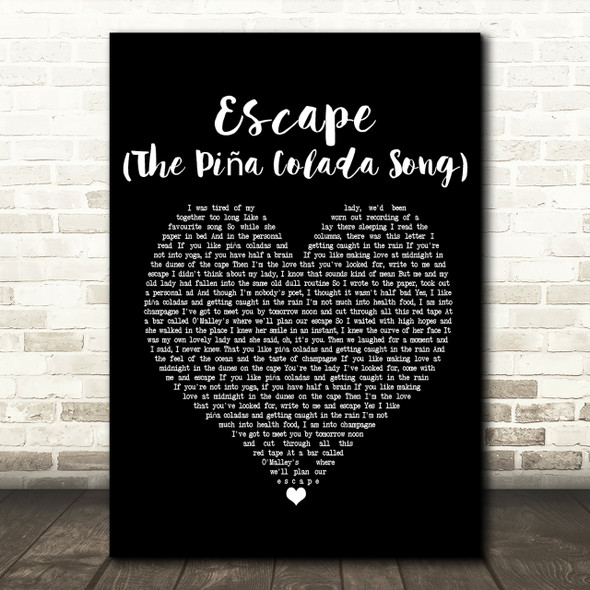 Rupert Holmes Escape (The Piña Colada Song) Black Heart Song Lyric Print