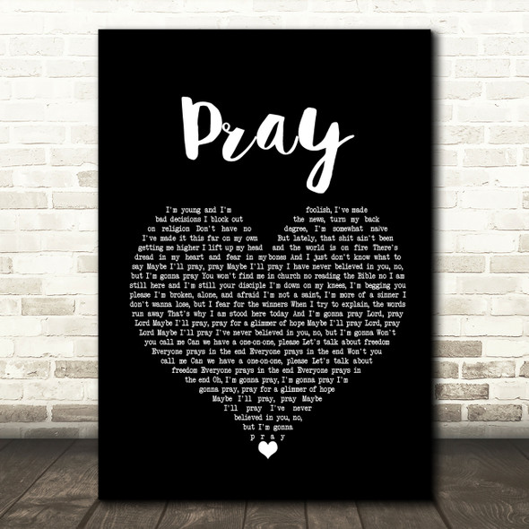 Sam Smith Pray Black Heart Song Lyric Print