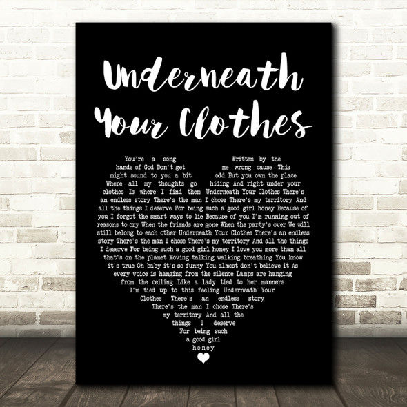 Shakira Underneath Your Clothes Black Heart Song Lyric Print