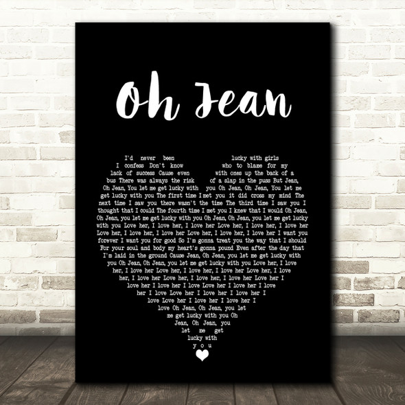 The Proclaimers Oh Jean Black Heart Song Lyric Print