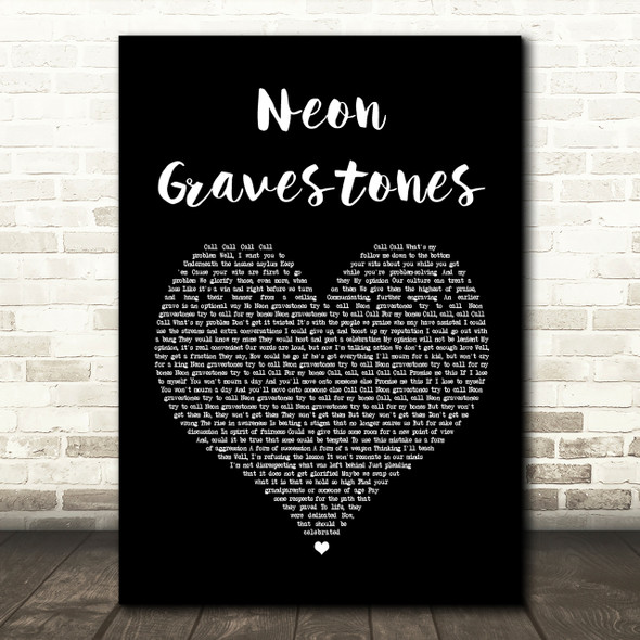 Twenty One Pilots Neon Gravestones Black Heart Song Lyric Print