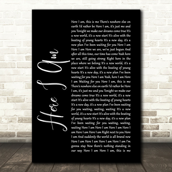 Bryan Adams Here I Am Black Script Song Lyric Print