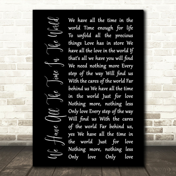 Louis Armstrong We Have All The Time In The World Black Script Song Lyric Print