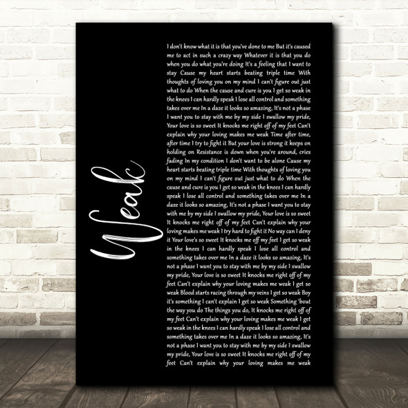 SWV Weak Black Script Song Lyric Print