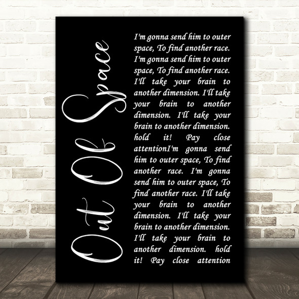 The Prodigy Out Of Space Black Script Song Lyric Print