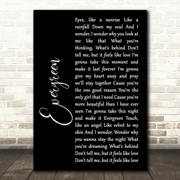 Will Young Evergreen Black Script Song Lyric Print