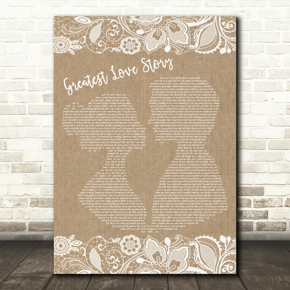 LANCO Greatest Love Story Burlap & Lace Song Lyric Print