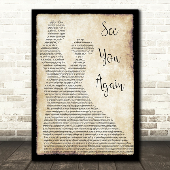 Charlie Puth See You Again Man Lady Dancing Song Lyric Print