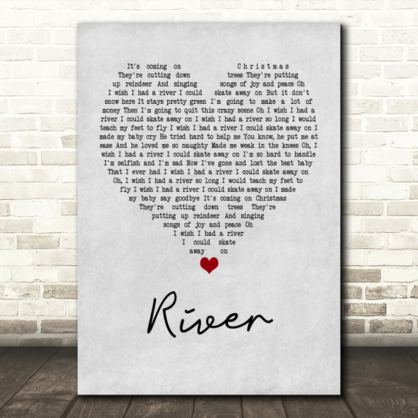 Joni Mitchell River Grey Heart Song Lyric Print
